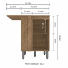 Balcão Canto Reto Bella 1 Porta Carvalho/ Off White - Moveis