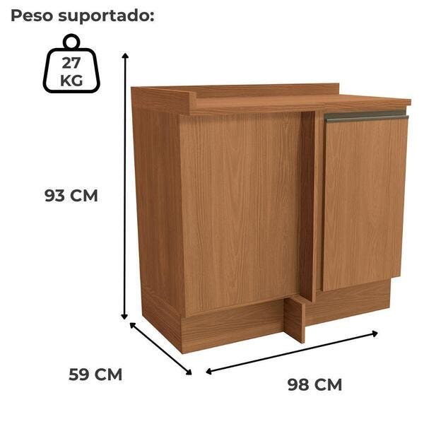 Balcao Canto Reto Com Tampo 1p 98 Cm Maxxi G748 Canela Kappesberg