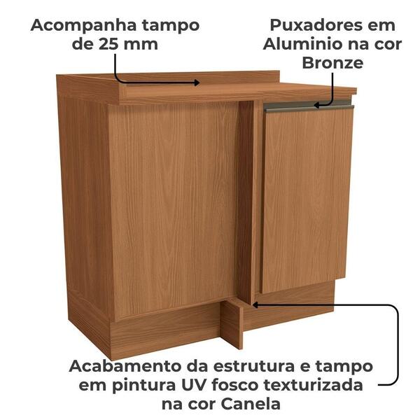 Balcao Canto Reto Com Tampo 1p 98 Cm Maxxi G748 Canela Kappesberg