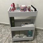 Balcão Carrinho Auxiliar Branco Porta Toalhas Porta Esmaltes