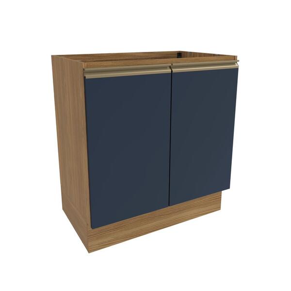 Balcão Celeste Kappesberg 100% Mdf 2 Portas Nogueira/azul 80cm