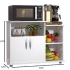 Balcão Chão 2 Portas Multiuso Tampo Branco + 4 Rodas