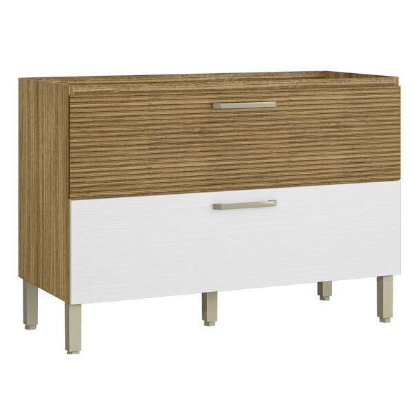 Balcão Com 2 Gavetas Edmonton Freijó Supremo Ripado