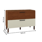 Balcão Com 2 Gavetas Niagara Nogueira Off White Ripado