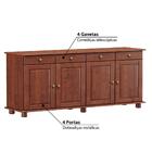 Balcão Com 4 Portas E 4 Gavetas Em Madeira Maciça - Imbuia