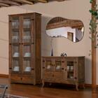 Balcão Com Cristaleira Rústico Madeira Maciça Imbuia Classic