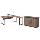 Balcao Com Gaveteiro E Mesa Em L Andorra Noce Preto