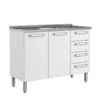 Balcão Com Pia Duplo De Aço 2 Portas 4 Gavetas Bertolini Evid