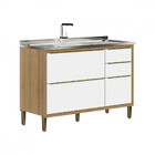 Balcão Com Pia Inox 3 Portas 2 Gavetas Paola - Aramóveis