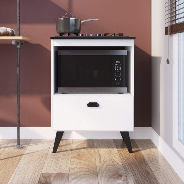 Balcao Com Porta Para Forno E Cooktop 4 Bocas Bogota  Branco