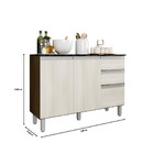 Balcão Com Tampo 120 Cm 3 Portas 2 Gavetas Paris