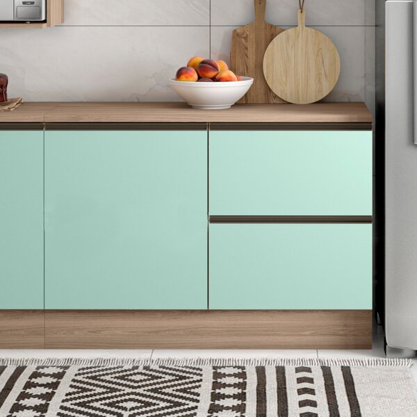 Balcão Com Tampo 120cm 1 Porta 3 Gavetas Etna Carvalho Oak/me