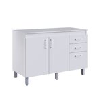 Balcão Com Tampo 120cm 3 Portas 2 Gavetas Flex Branco