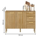 Balcão Com Tampo 2 Gavetas E 3 Portas Kiel Freijó