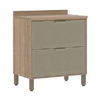 Balcão Com Tampo 2 Gavetões Frente Alumínio Inox Com Vidro Re