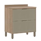 Balcão Com Tampo 2 Gavetões Frente Alumínio Inox Com Vidro Re