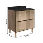 Balcao Com Tampo 2 Gavetoes Vidro 80 Cm Mdf Kali 16412 Nicioli