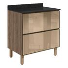 Balcao Com Tampo 2 Gavetoes Vidro 80 Cm Mdf Kali 16412 Nicioli