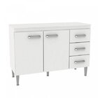 Balcão Com Tampo 2 Portas 3 Gavetas Araçá Yescasa Branco