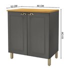 Balcão Com Tampo 2 Portas 80cm Paris  Chumbo