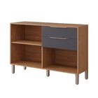 Balcão Com Tampo 2 Portas E 2 Gavetas Divina Freijó/titânio