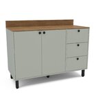 Balcão Com Tampo 2 Portas E 3 Gavetas Rubi Yescasa Verde Oliva