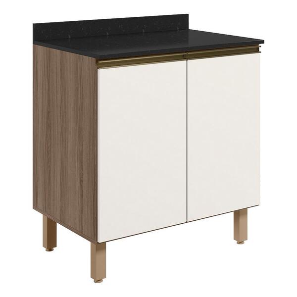 Balcao Com Tampo 2p 60 Cm Mdf Kali 12220 Carvalho Toq Off Whi