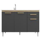 Balcão Com Tampo 3 Portas 1 Gaveta 120cm Naiomi Aramóveis