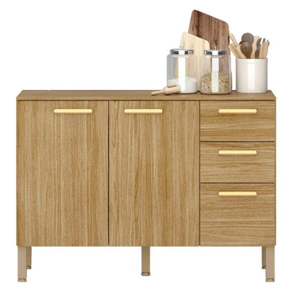 Balcão Com Tampo 3 Portas E 2 Gavetas Kiev Freijó