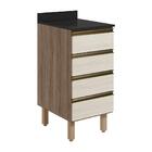 Balcao Com Tampo 4G 40 cm MDF Kali 16410 Carvalho Toq Bianco