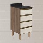 Balcao Com Tampo 4G 40 cm MDF Kali 16410 Carvalho Toq Bianco