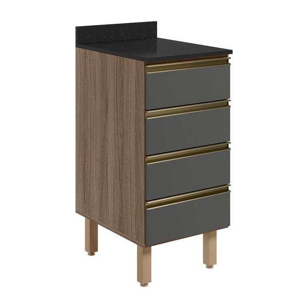 Balcao Com Tampo 4G 40 cm MDF Kali 16410 Carvalho Toq Chumbo