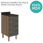 Balcao Com Tampo 4G 40 cm MDF Kali 16410 Carvalho Toq Chumbo