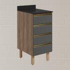 Balcao Com Tampo 4G 40 cm MDF Kali 16410 Carvalho Toq Chumbo