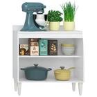 Balcão Com Tampo 80cm 2 Portas Lumil Móveis Branco Castanho