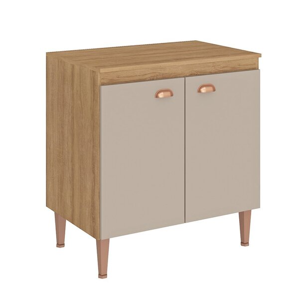 Balcão Com Tampo 80cm 2 Portas Marti  Yescasa Mel