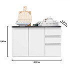 Balcão Com Tampo 90cm 3 Portas 2 Gavetas Laura Poliman Móveis