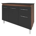 Balcão Com Tampo Anita 120 Cm Savana Preto Moblis