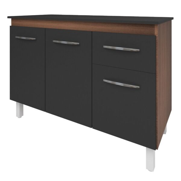 Balcão Com Tampo Anita 120 Cm Savana Preto Moblis