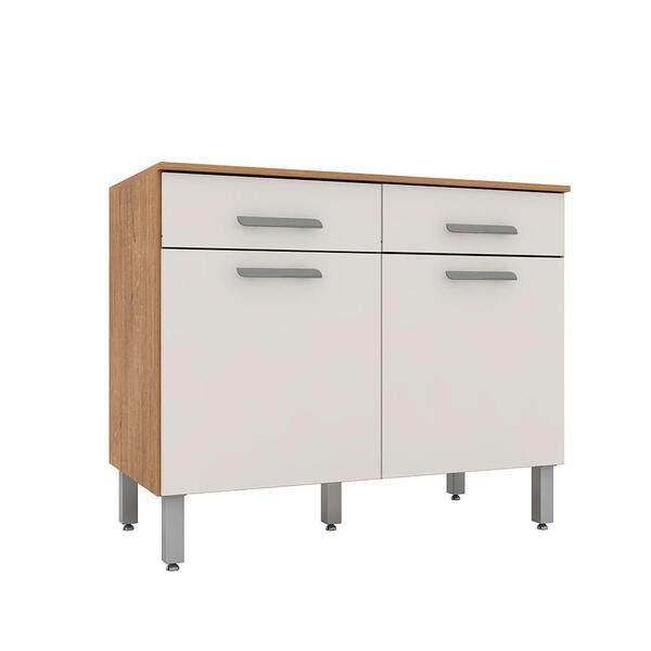 Balcão Com Tampo Bella 2 Portas 2 Gavetas Carvalho/ Off White