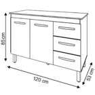 Balcão Com Tampo Bianca 120 Cm Branco Moblis