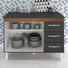 Balcão Com Tampo Bianca 120 Cm Savana Preto Moblis