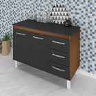 Balcão Com Tampo Bianca 120 Cm Savana Preto Moblis