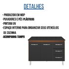 Balcão Com Tampo Bianca 120 Cm Savana Preto Moblis