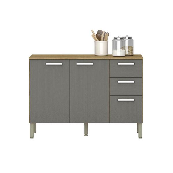 Balcão Com Tampo Cozinha Lumini 3 Portas E 2 Gavetas