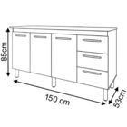 Balcão Com Tampo Diana 150 Cm Branco Preto Moblis