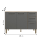 Balcão Com Tampo E 2 Portas Riga Freijó Gris