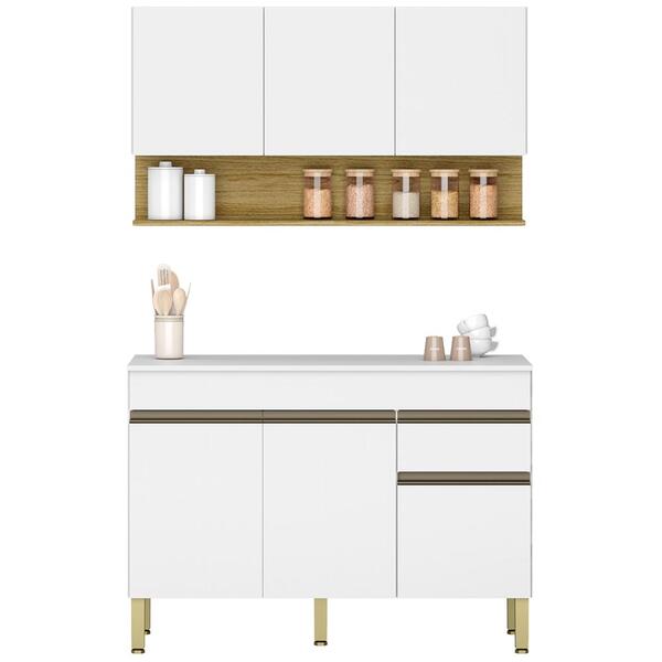 Balcao Com Tampo E Armario Aereo 120 Cm Line Ktp