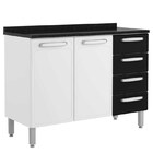 Balcão Com Tampo Evidence Aço 120cm 2 Portas 7126 Branco/pret