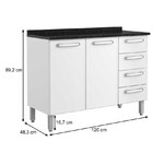 Balcão Com Tampo Evidence Aço 120cm 2 Portas 7126 Branco/pret